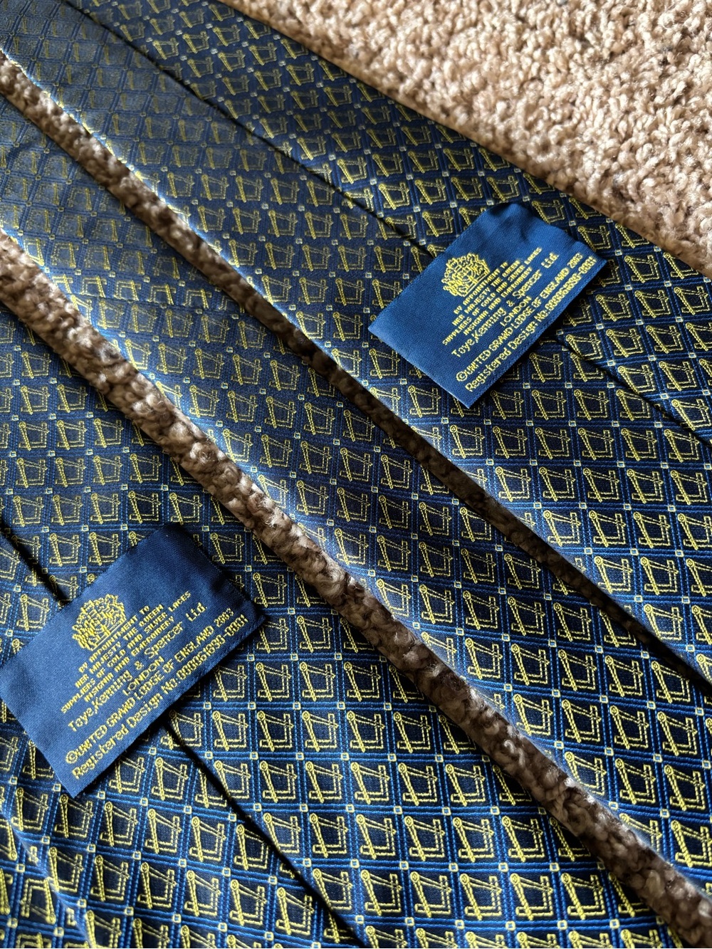Vintage Masonic Navy and Gold Tie set (set of 2)
